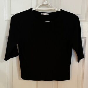 Reformation Black Women's 3/4 Sleeve Crop Top